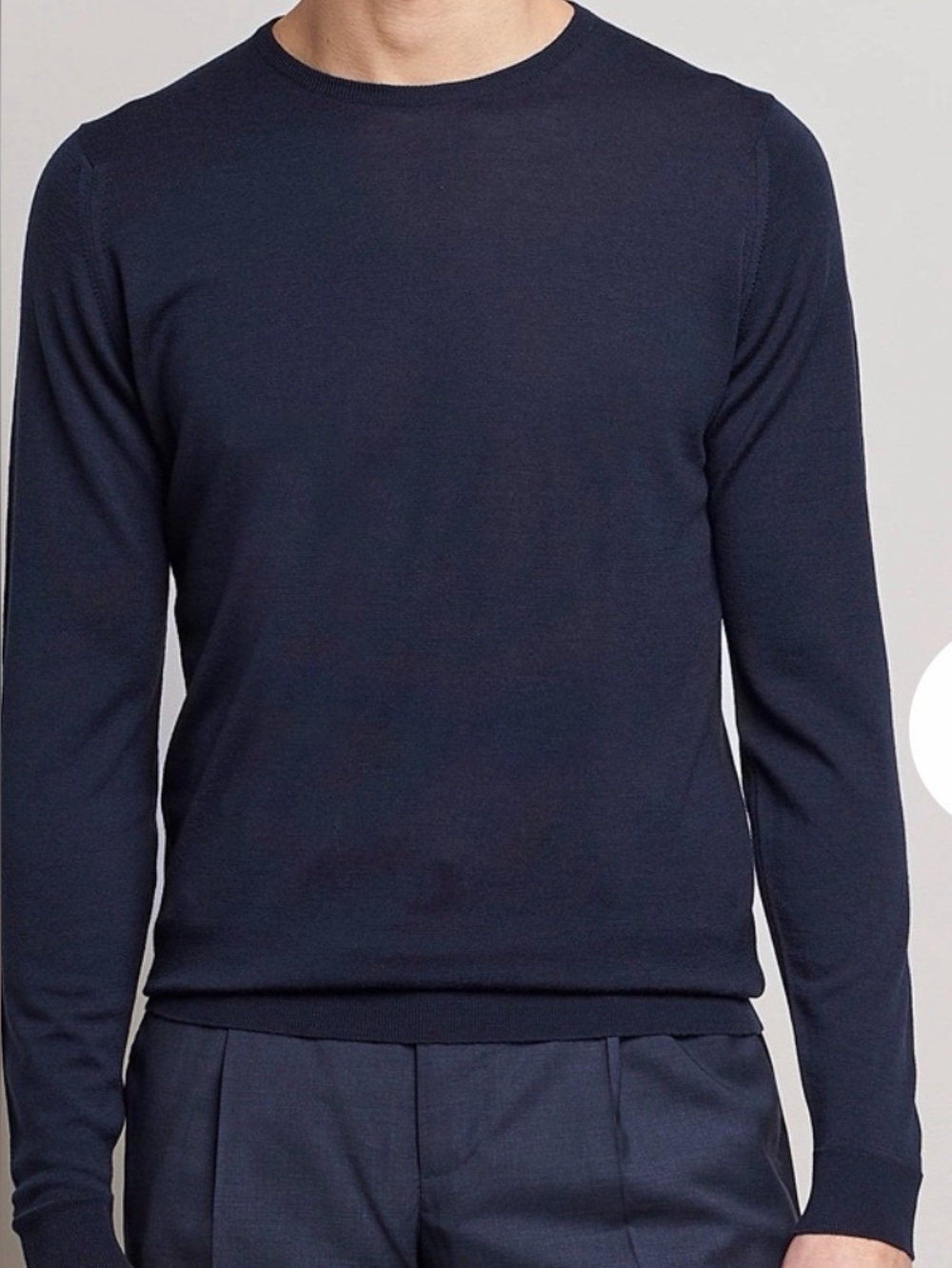 John Smedley Men's Navy Crewneck Sweater Made in England 100% New Merino Wool